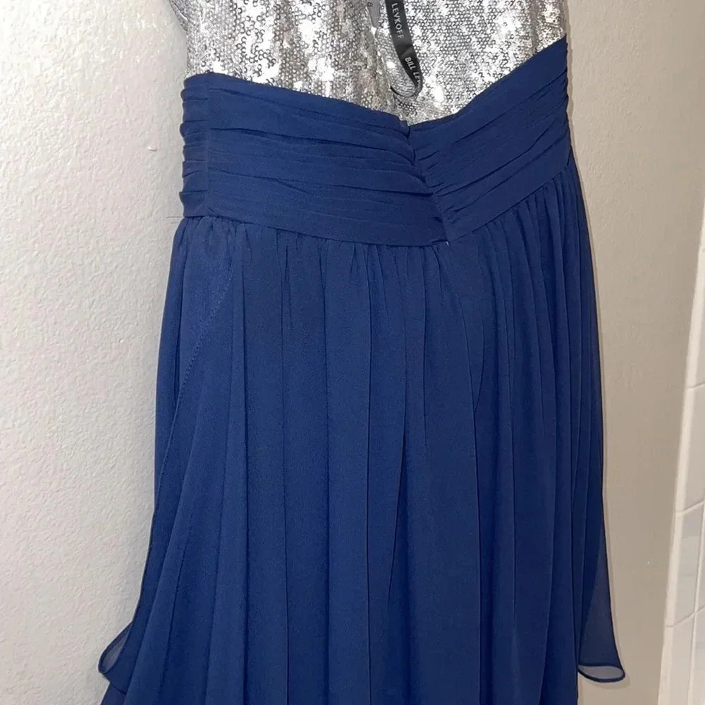 Bill Levkoff strapless dress. Navy blue + sequence - Picture 7 of 9